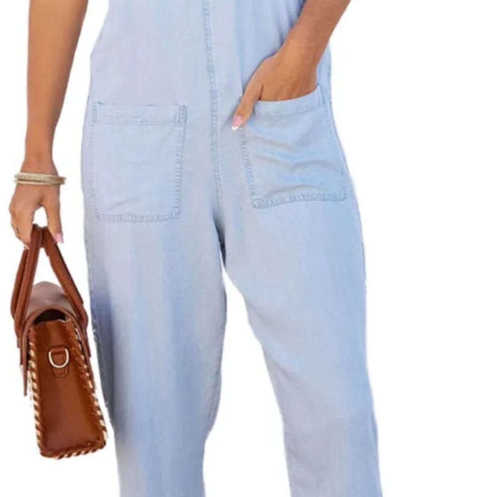 Women's Light Blue Denim Jumpsuit
